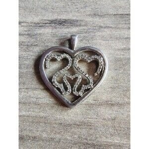 Vtg JWBR 925 Genuine Diamond Heart Pendant 83 Small Diamonds Gift Love Tested